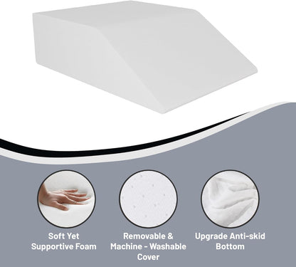 Zutan, Leg Wedge Elevation Pillow for Blood Circulation | Relieved & Recovers Foot and Ankle Injuries | Pillows for Swelling | Multi-Purpose | 8”x16”x23”, White