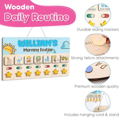 Wooden Chore Chart for Kids, Wooden Daily Routine Chart for Kids, Visual Schedule for Kids, Chore Reward Chart, Bedtime Morning Routine Chart for Toddlers