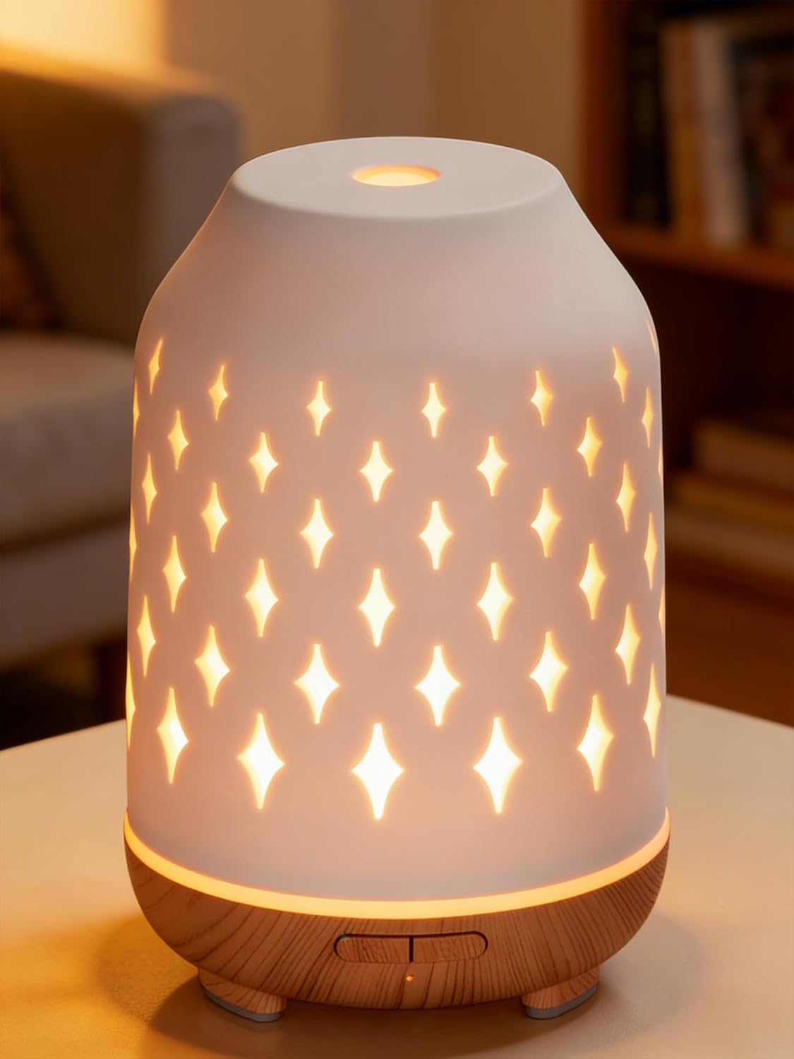 InnoGear Essential Oil Diffuser, 150ml Ceramic Stone Diffuser Handcrafted Aromatherapy Diffusers Ultrasonic Cool Mist Humidifier Vaporizor with 2 Mist Modes Waterless Auto Off for Room Office, White