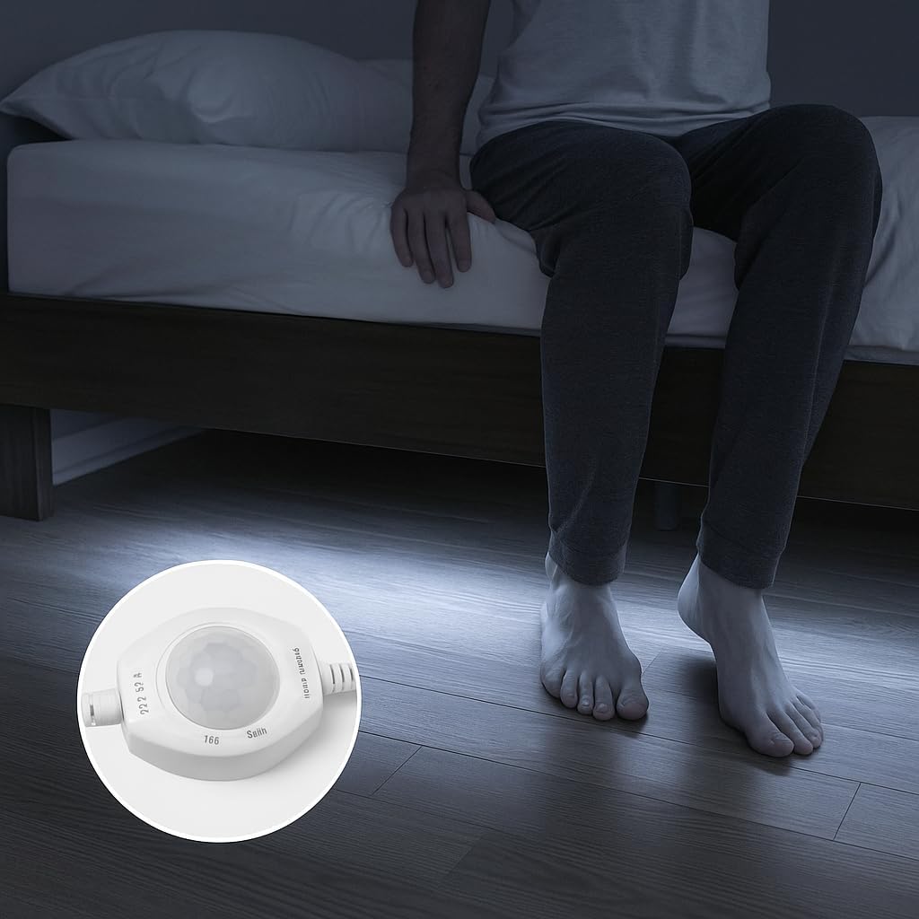 16.4ft (5m) Motion Activated LED Strip Lights, Warm White 12v Plug-in LED Rope Lights Waterproof for Under Cabinet,Kitchen,Stair
