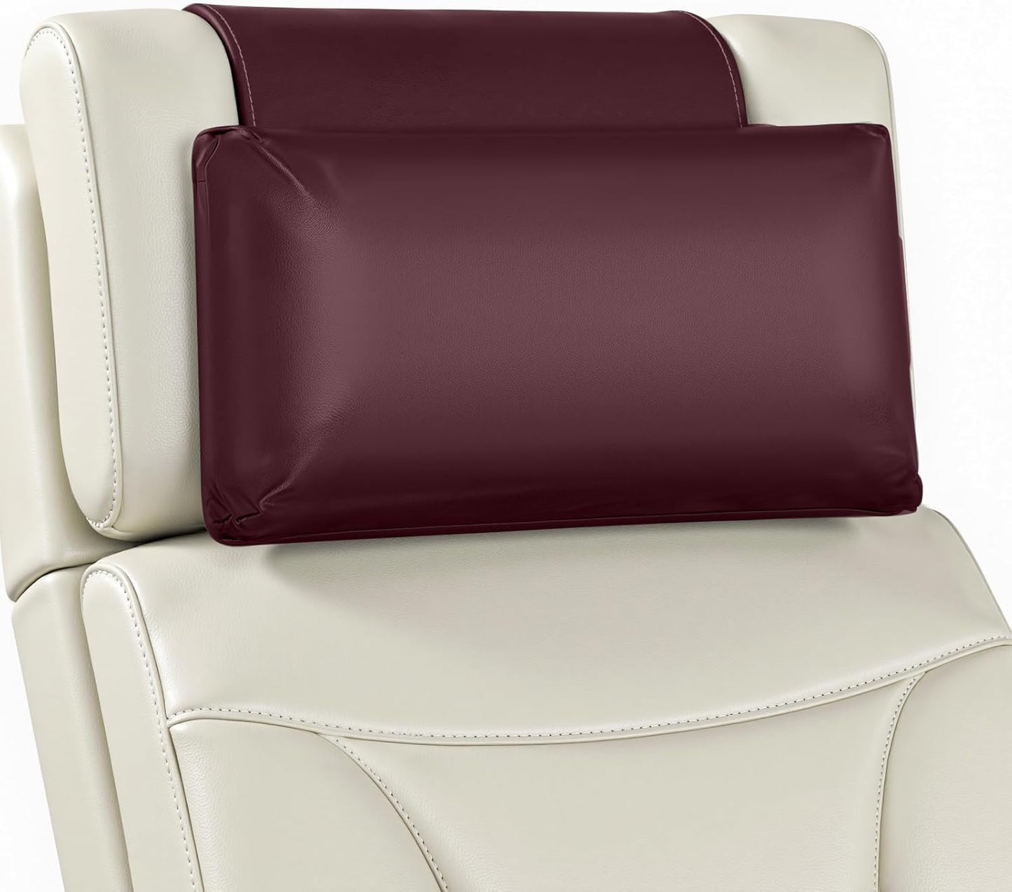 Recliner Pillow, Adjustable Neck & Head Support Pillow | Faux Leather, Weighted Non-Slip Flap, Adjustable Filling, Pain Relief & Relaxation, for Recliners, Sofas, Office Chairs
