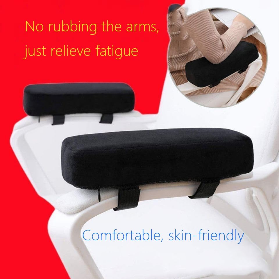 Arm Cushions for Office Chairs Office Chair Armrest Pads, Memory Foam Arm Cushions for Office & Computer Chairs, Soft Elbow Support Arm Rest Covers for Desk Chair, (1 Pair Black)