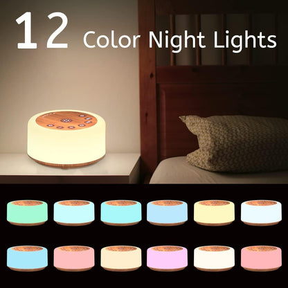 Soother Sleep Sound Machine Night Light White Noise Machine with 30 Soothing Sounds & 12 Color Night Lights for Baby Kids Adults Brown Noise Machine with Timer & Continuous Play for Home Travel Office