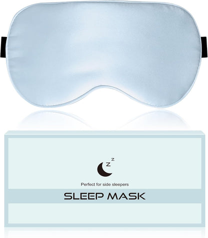 Silk Sleep Mask for Women and Men - Soft Breathable Organic Natural Mulberry Silk Fabric Blackout Eye Mask with Adjustable Straps No Pressure Eye Mask for Travel Essentials Gifts (Black)