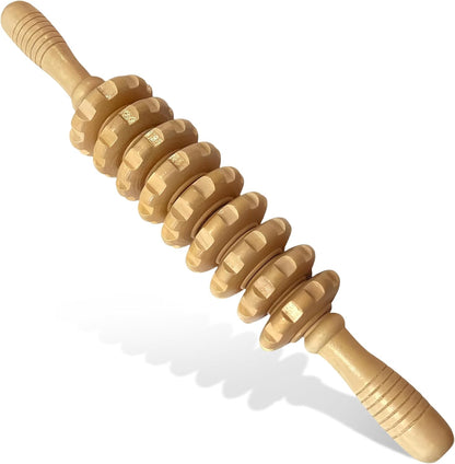Manual Wood Therapy Massage Stick, Wooden Cellulite Muscle Roller for Legs | Body Sculpting, Lymphatic Drainage Massager, Wooden Massage Tools for Trigger Points Relief, Sore Muscle Recovery