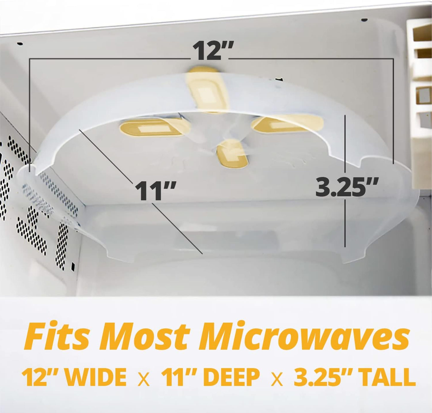 HOVER COVER Magnetic Microwave Splatter Cover for Food - 12-Inch - Gray | BPA-Free Lid, Vented Plate Guard with Steam Vents, Anti-Splash Microwave Lid, Dishwasher Safe, Space-Saving Magnetic Storage