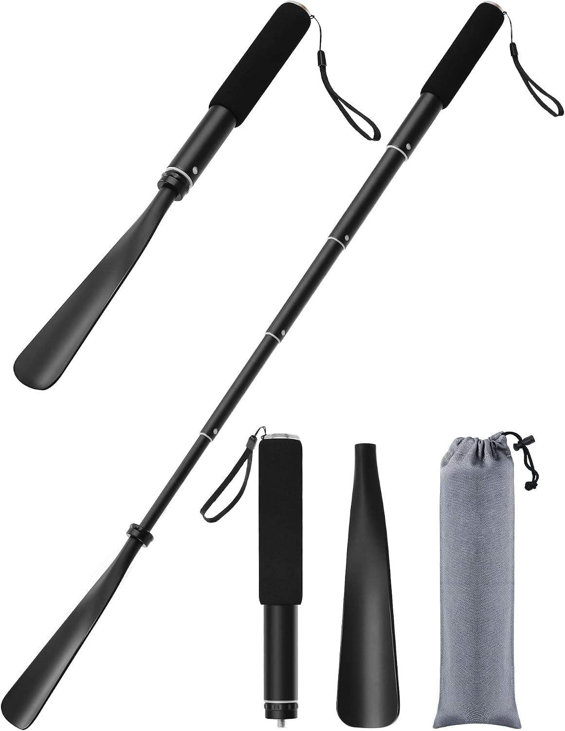 Shoe Horn Long Handle -15"-37" Telescopic Metal Shoehorn Adjustable Length, Aluminum Alloy, Portable Long Handled Shoehorns For Seniors Men Women Kids