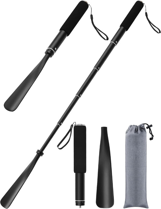 Shoe Horn Long Handle -15"-37" Telescopic Metal Shoehorn Adjustable Length, Aluminum Alloy, Portable Long Handled Shoehorns For Seniors Men Women Kids