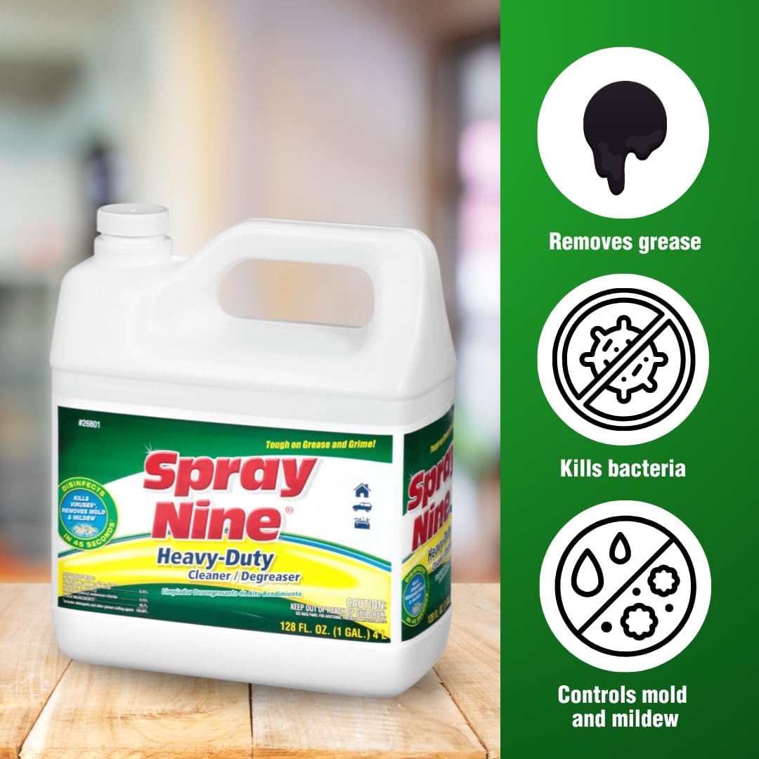 Spray Nine 26832 Heavy Duty Cleaner, Degreaser & Disinfectant for Kitchens, Bathrooms, Yard Equipment, Automotive & Industrial 32 Fl Oz. (Pack of 1)