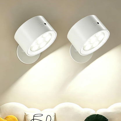 Rechargeable Wall Sconce 2 Pack, Remote & Touch Control, Dimmable | 3 Color Temps, Wireless LED Wall Lights, Magnetic Reading Light, 360° Rotating Wall Lamps for Bedroom Bedside, Living Room