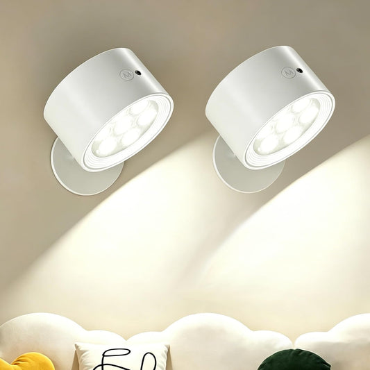 Rechargeable Wall Sconce 2 Pack, Remote & Touch Control, Dimmable | 3 Color Temps, Wireless LED Wall Lights, Magnetic Reading Light, 360° Rotating Wall Lamps for Bedroom Bedside, Living Room