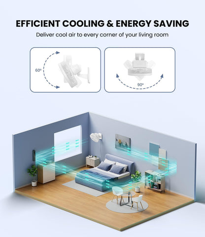 LEMOISTAR 8 Inch Small Wall Mounted RV Fan with Remote Control, 90° Oscillating, 4 Speeds, 4 Timer, Adjustable Tilt, 70 Inch Cord, Quiet, for Corner Bedroom Home Office Garage-Black