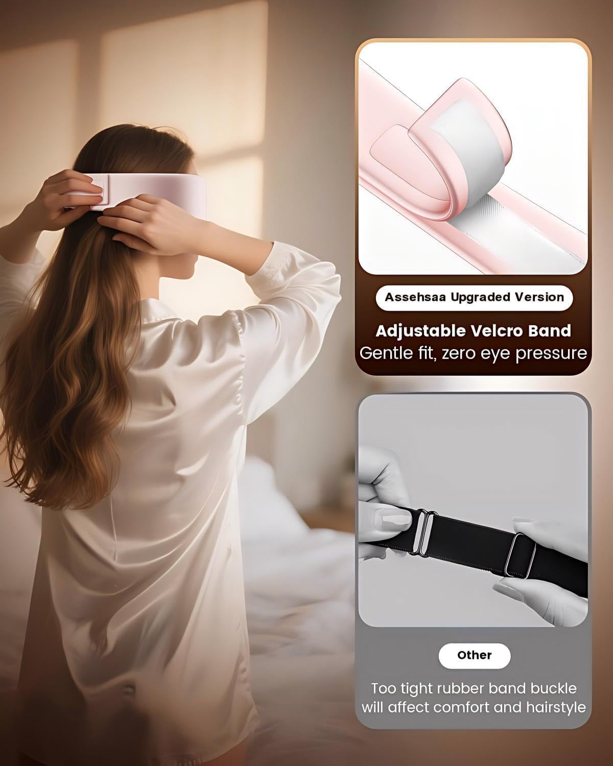 Heated Eye Mask - Cordless Eye Mask for Dry Eyes, Eye Relief, Improved Sleep, Timed Shutdown, 4 Temperature, Washable Eye Heating Pad for Travel, Removable for Cleaning - Pink | 4 temperature settings, timed shutdown, washable cover, travel-ready,