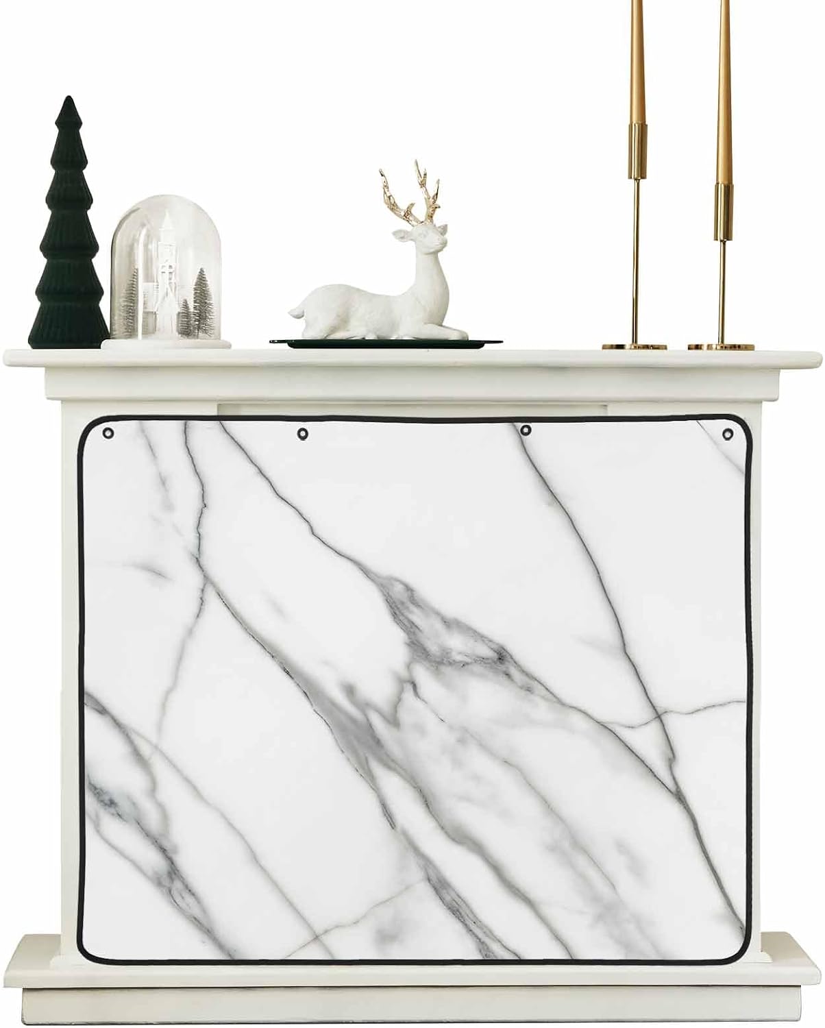 Marble White Magnetic Fireplace Cover, Fireplace Draft Blocker, Ombre Grey Modern Minimalist Fireplaces Blanket for Heat Loss/Cold Air, Fireplaces Draft Stopper Cover for Inside 36''x30''