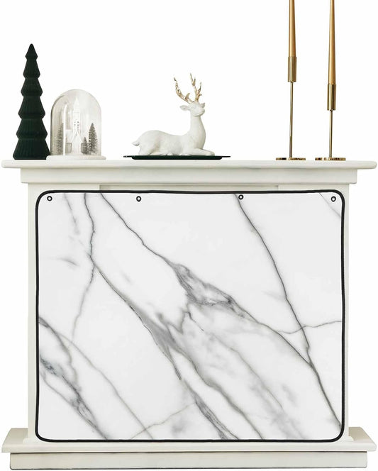 Marble White Magnetic Fireplace Cover, Fireplace Draft Blocker, Ombre Grey Modern Minimalist Fireplaces Blanket for Heat Loss/Cold Air, Fireplaces Draft Stopper Cover for Inside 36''x30''