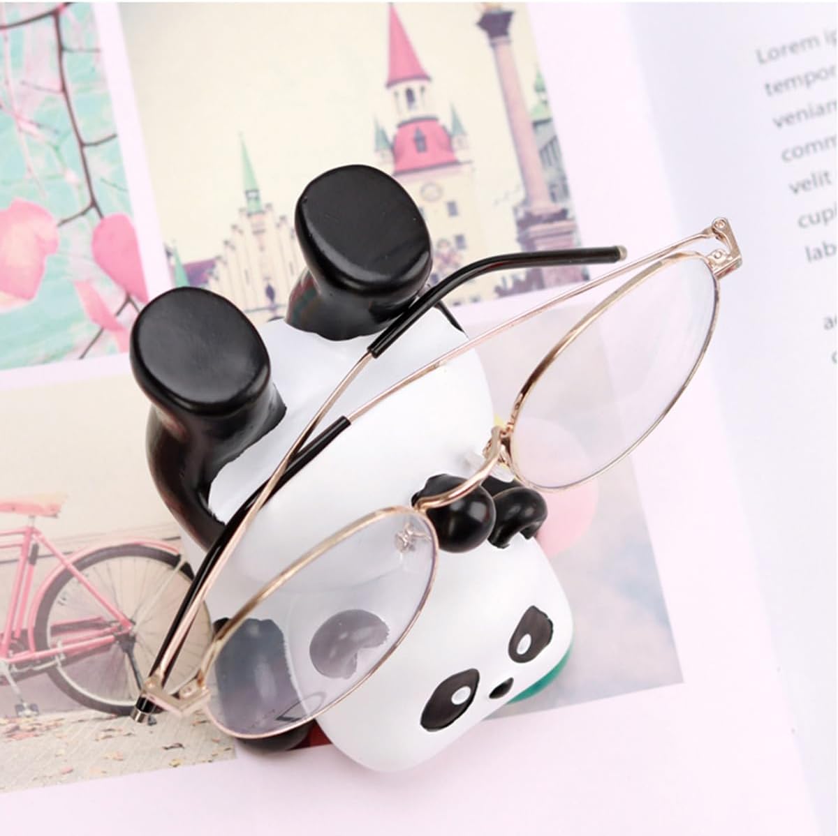 Cute Panda Glasses Display Stand for Nightstand, Funny Decorative Eyeglass Sunglass Holder, Home Office Desk Decoration (Handstand Panda)