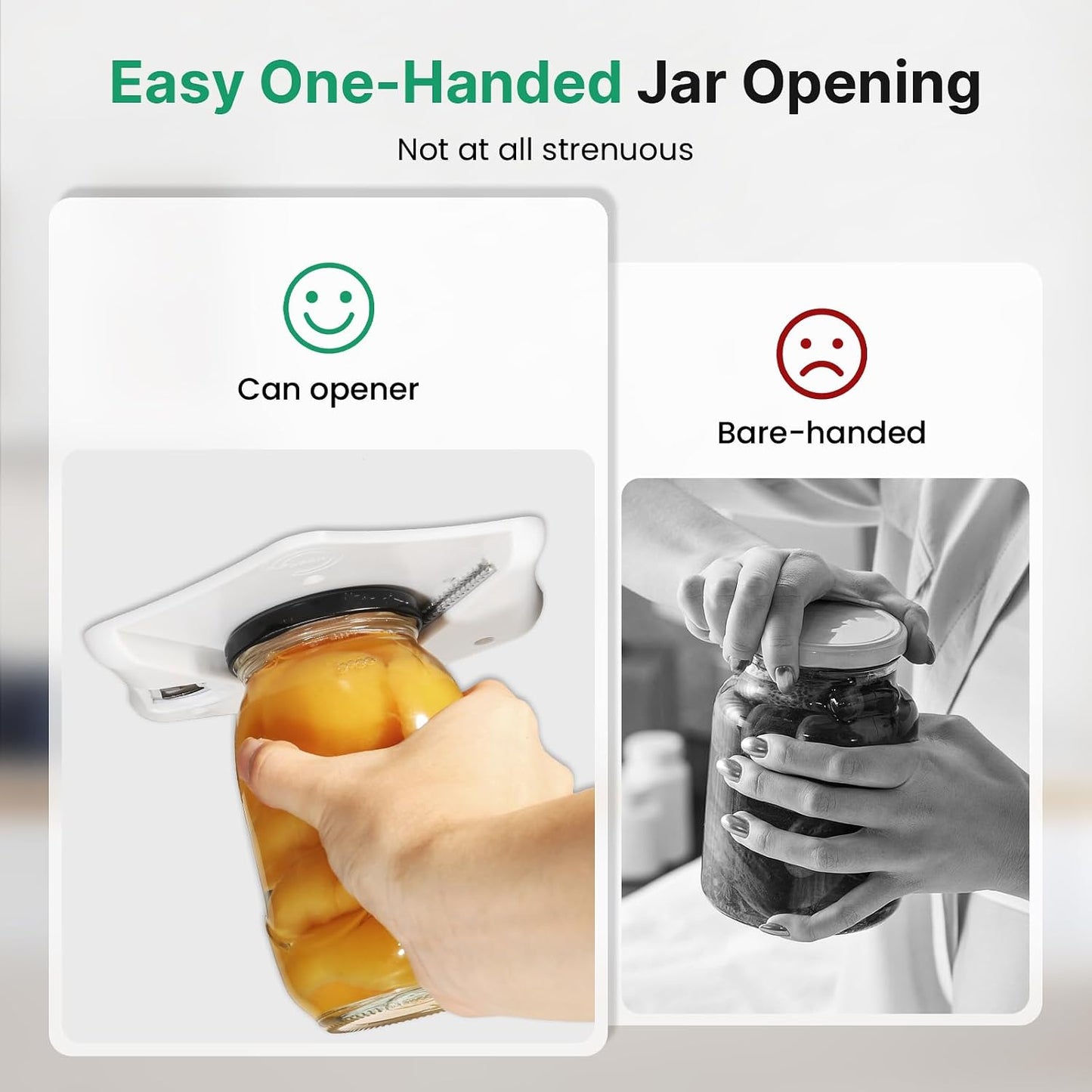 Under Cabinet Jar Opener, Opens Lids Up to 5 Inches - Extra Strong Leverage for Tough Jars & Large Cans, Built-in Bottle Opener - Top Rated for Seniors, Weak Hands & Arthritis Sufferers