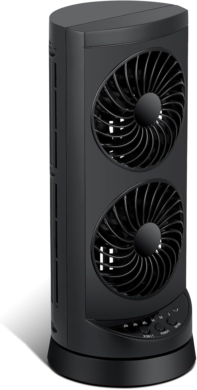 KopBeau Tower Fan for Bedroom, Portable Desk Table Fan with Remote,4 Speeds,12H Timer,60° & 110° Oscillating Electric Fans that Blow Cold Air,Fast Cooling Fan for Home Office Dorm