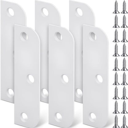 Lounsweer 6 Pcs Hinge Filler Plates 3.5 Inch With 5/8 Inch Door Edge Filler, Stainless Steel Door Hinge Shims, Gate Hole Cover, Satin Chrome Blanks With Matching Screws, Silver