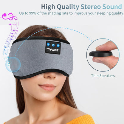 TOPOINT Sleep Mask Headphones Bluetooth Wireless 5.4, Breathable Cotton Eye Mask for Sleeping Side Sleepers Travel Music Headsets with Microphone Handsfree Men Women