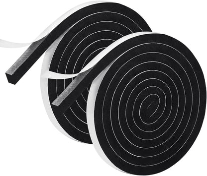 2 Rolls Foam Seal Tape for Door Window Insulation, Soundproof and Shockproof Foam Adhensive Strip, 3/8" Wx3/16 T Single Sided Foam Tape, Cold Air and Draft Closed Cell Seal Strip,Total 32FT