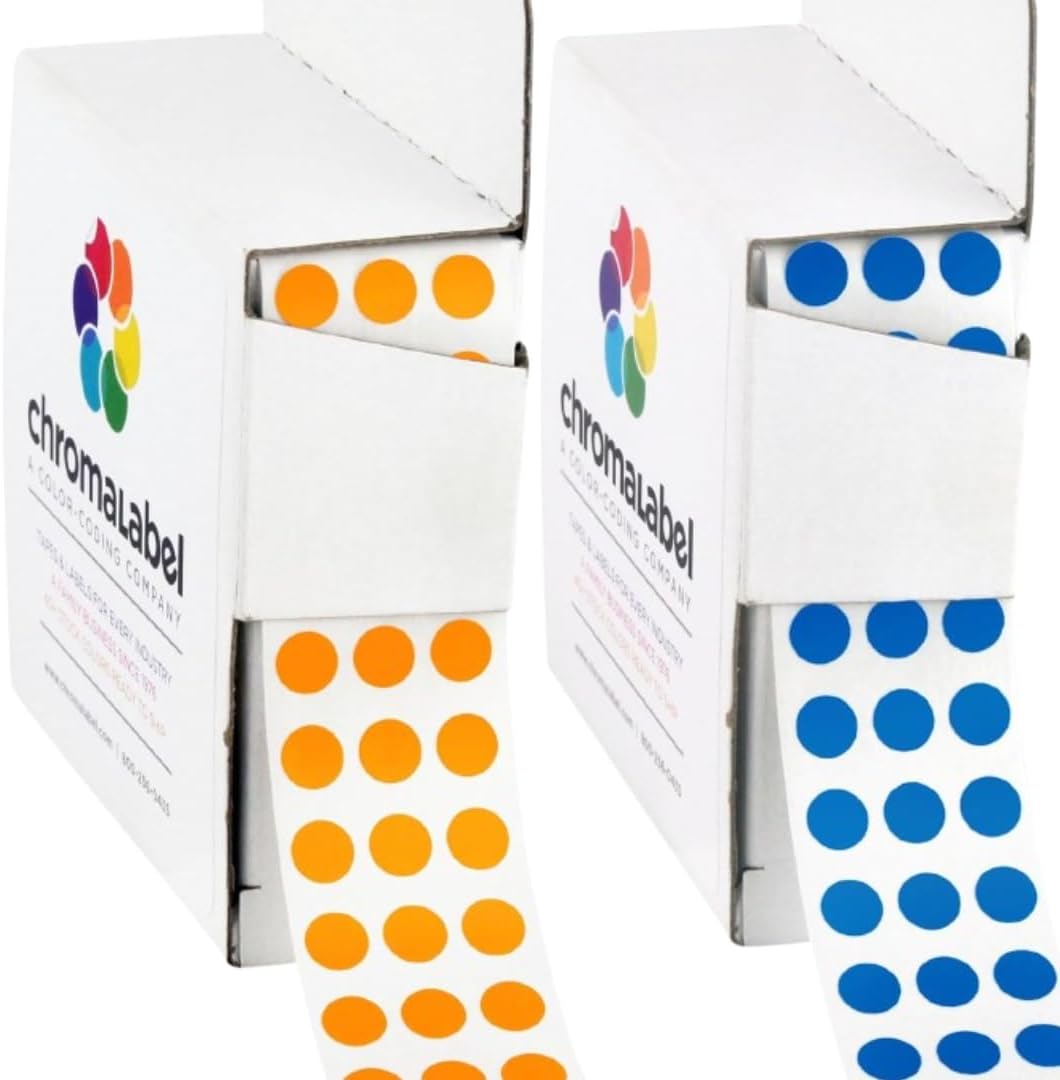 Dark Blue, Red & Yellow Dots, 1/4 Inch, 1000/Box Each Color | Writable Semi-Gloss Circle Labels in Dark Blue, Red and Yellow for Offices, Retail and Classrooms. Made in USA - Colors B