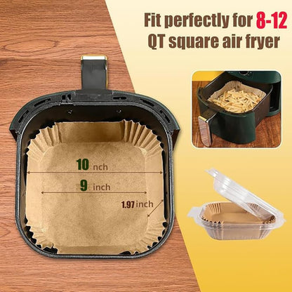 7.5 Inch Air Fryer Parchment Paper Liners Square,150 Pcs Non-stick &Oil-proof Air Fryer Liners Disposable for 2-5 QT Frying,Baking,Roast