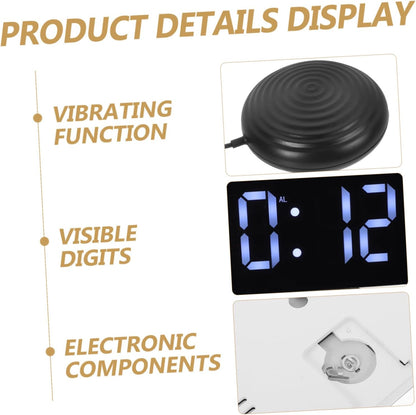 Garneck Digital Vibrating Bed Shaker Alarm Clock with Large RGB Mirror Display for Heavy Sleepers, Dual Electronic Time, Bedroom and Office Use, Battery Not Included