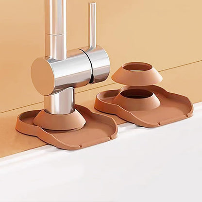 Silicone Faucet Mat for Kitchen Tap Compact Sink Splash Guard Protectors Behind Draining,Grey 2PCS