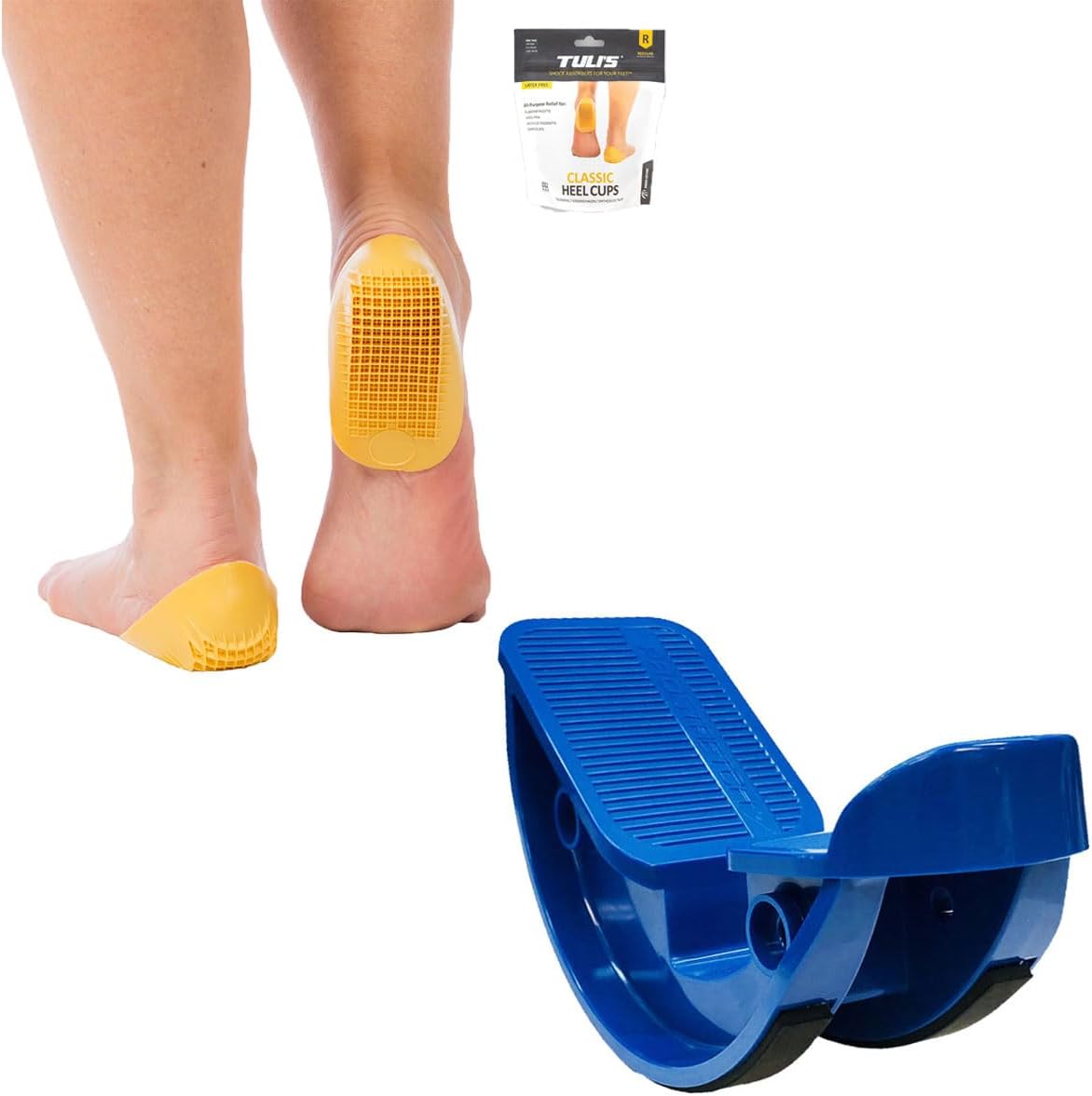 ProStretch Original Calf Stretcher & Tuli's Classic Heel Cups Bundle - Plantar Fasciitis & Heel Pain Relief