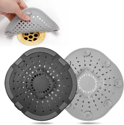 Bovinde Hair Drain Catcher,Square Cover for Shower 2 Pack (Black) | Drainer Cover Silicone Hair Stopper with Suction Cups,Protector Accessories,Easy to Install Suit for Bathroom,Bathtub,Sink