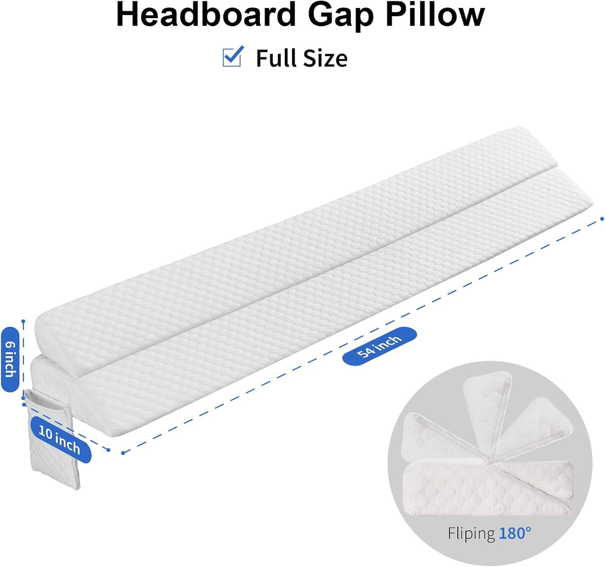 EUHAMS Queen Size Bed Wedge Pillow - Bed Gap Filler Mattress Wedge Headboard Pillow Close The Gap 0-7" Between Your Headboard and Mattress or Wall for Sleeping Backrest Pillow (60"x10"x6" Gray)