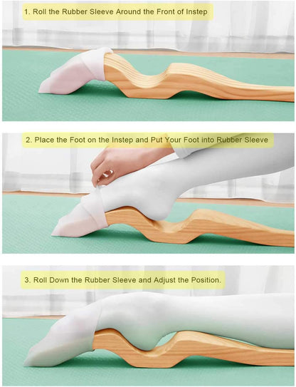 Daydance Kids Women Ballet Foot Stretcher Wooden Arch Enhancer Set with Resitance Bands, for Ballet, Gymnastics, Yoga