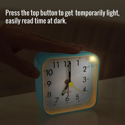 Lamisola Small Analog Travel Alarm Clock, Battery Operated Desk Table Shelf Clock for Kids, Quieter Bedside Alarm Clocks for Bedrooms Bathroom Living Room Kitchen, Black