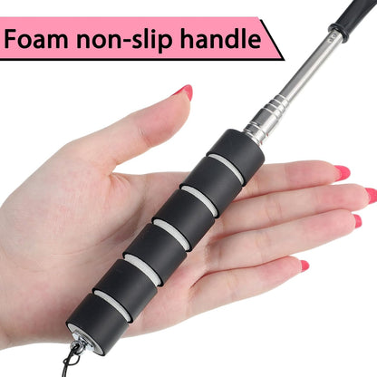 2 PCS Shoe Horn Long Handle for Seniors, Retractable Stainless Steel Foldable Shoe Horn, Adjustable Length Shoes Helper for Travel Women (Black, Pink)