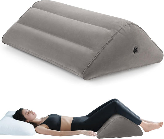 USHMA Inflatable Knee Wedge Pillow for Back Sleeping - Ultimate Under Knee Pillow for Sleeping on Back, Comfortable Inflatable Leg Wedge Pillow, Blow up Triangle Pillow for Legs Bolster
