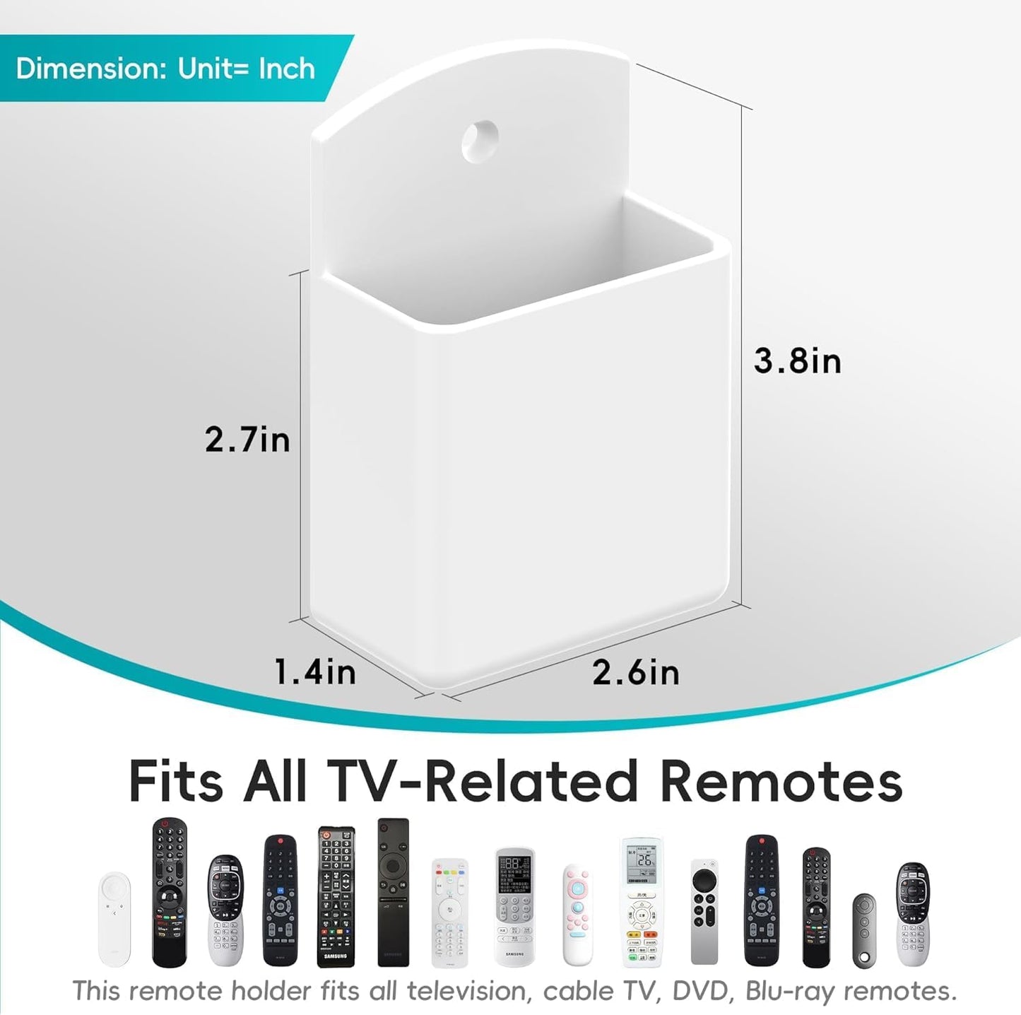 DRQ 2-Pack Remote Control Holder, Adhesive Wall-Mount Remote Holder, Black | TV controller organizer doubles as a wall pen holder for desk accessories and small-item storage at home, office, or school.
