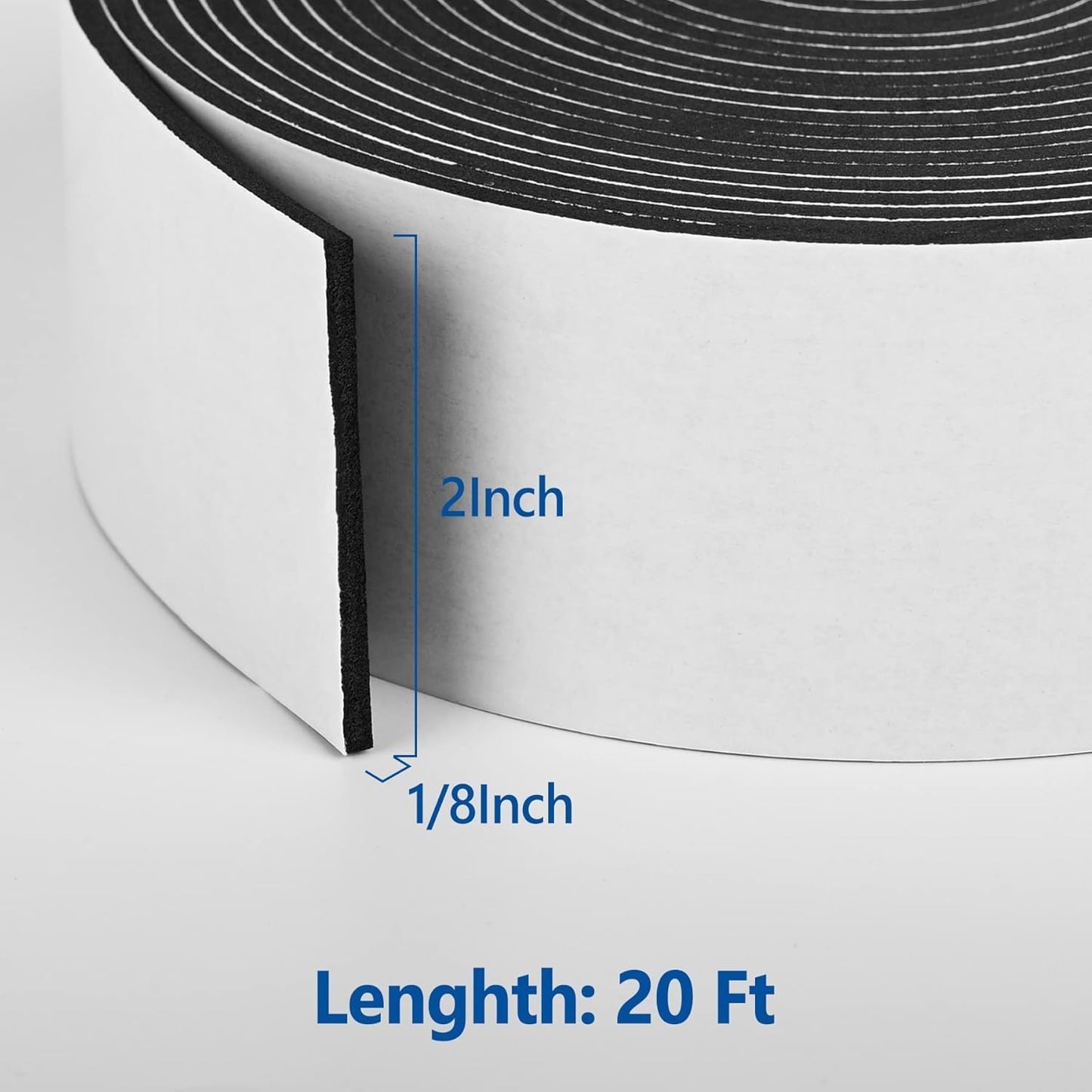 Kikerike Self Adhesive Foam Tape Weatherstrip 1/2In x 1/4In x 42Ft High Density Foam Insulation Strips Seal Weather Stripping with Strong Adhesive for Door and Window Sound Isolation Soundproofing