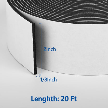 Kikerike Self Adhesive Foam Tape Weatherstrip 1/2In x 1/4In x 42Ft High Density Foam Insulation Strips Seal Weather Stripping with Strong Adhesive for Door and Window Sound Isolation Soundproofing