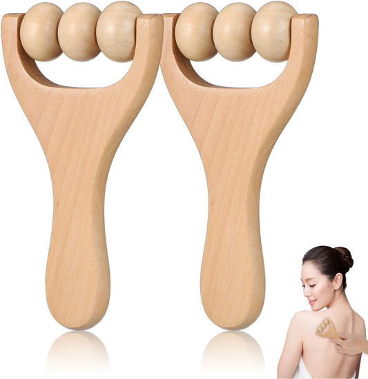 Ciieeo 2Pcs Wooden Massage Roller Massager Wooden Trigger Point Body and Face Roller for Foot Shoulder Neck and Waist Relaxation - Improve Sleep Quality