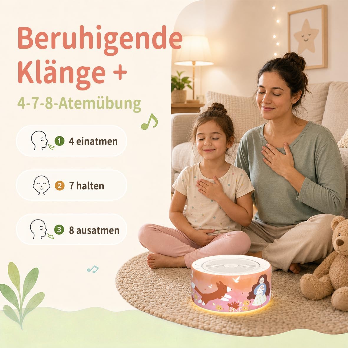 Kipcush White Noise Machine for Baby & Adults, 30 Soothing Sounds, Sleep Sound Machine with 8 Color Night Light, Memory Function, White Noise for Sleeping, Nursery, Office, Travel & Relaxation