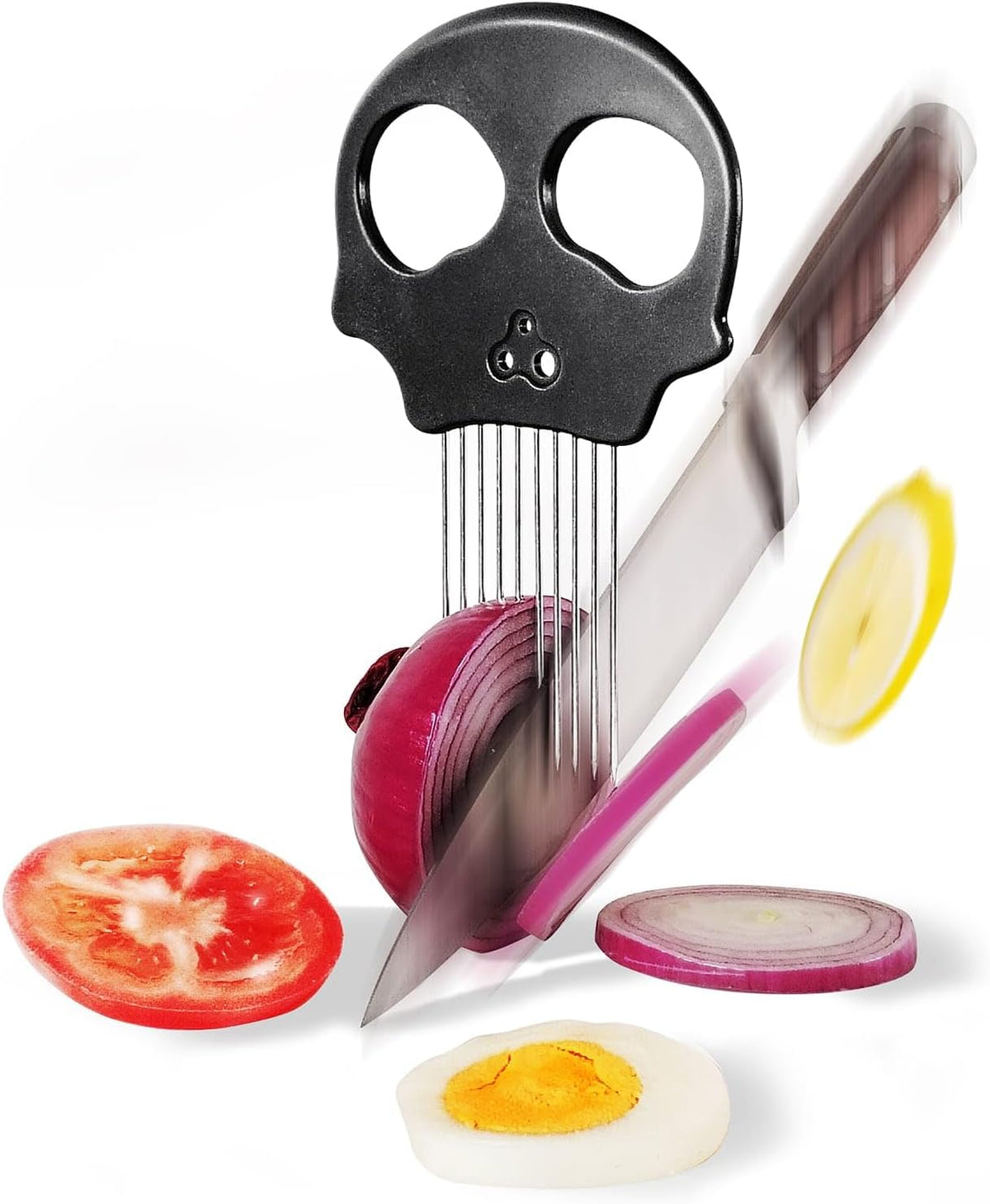 Stainless Steel Onion Cutter – Multi-Function Vegetable Cutter & Herb Stripper for Avocados, Eggs, Tomatoes, Potatoes (Green)