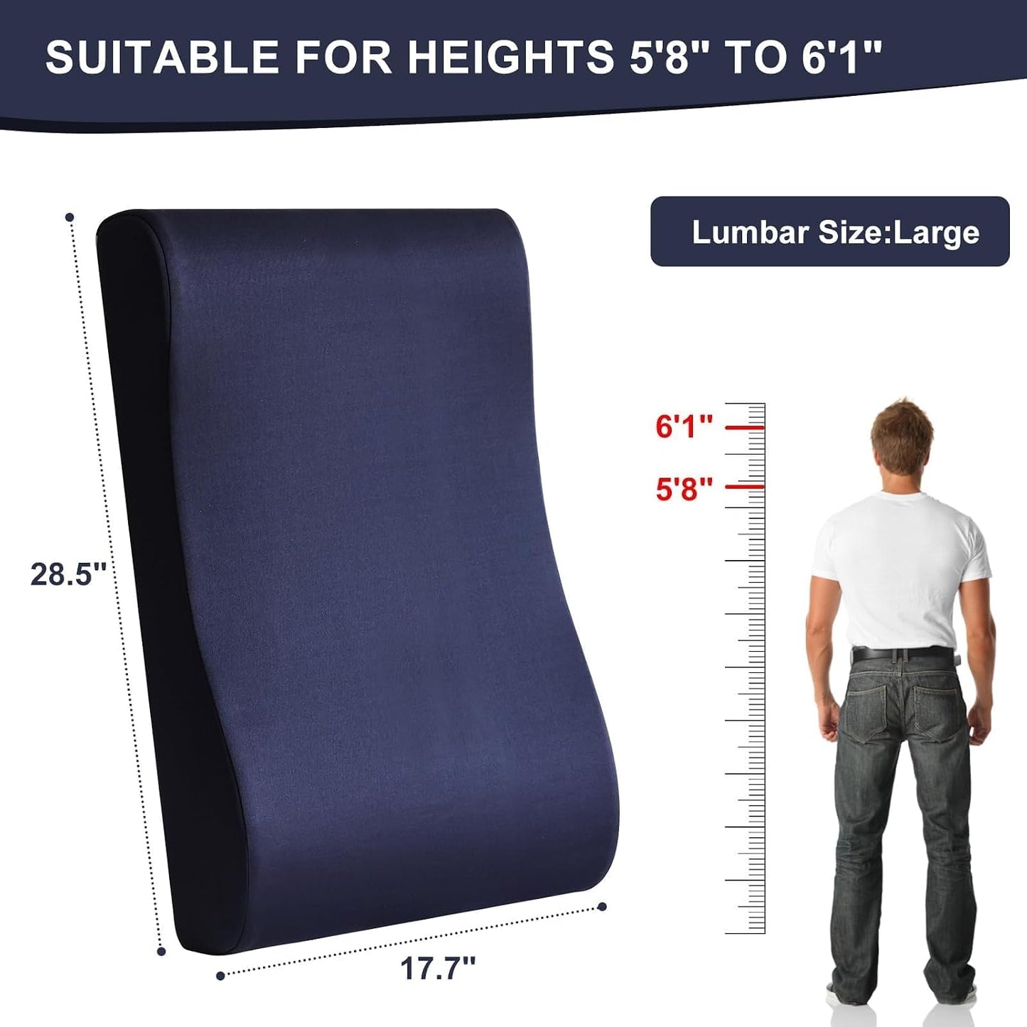 2-in-1 Neck Pillow Lumbar Support Pillow for Recliner Couch& Glider Chair - High Resilient Foam Ergonomic Back Support for High-Back Rocking Chairs, Glider Rocker Replacement Cushions Navy S