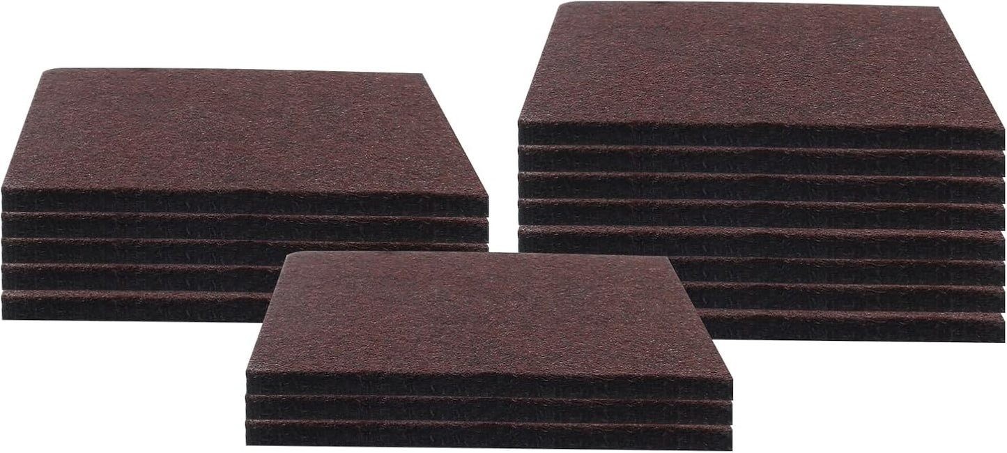 48 Pcs 1"/25mm Square Felt Furniture Pads, 5mm Thick, Brown | Self Adhesive, Anti Scratch Floor Protectors, For Furniture Feet Chair Legs