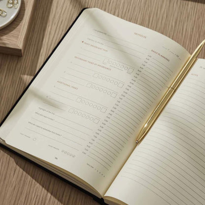 Intelligent Change - 3-Month Productivity Planner, Productivity Tools for Time-Management and Mindfulness, Daily To-Do List, A5 Undated Quarterly Planner, Beige (Beige)