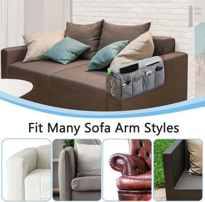 Remote Control Holder for Armchair, Armchair Caddy TV Remote Holder for Recline 14 Pockets, Non-Slip Remote Caddy Couch Caddy Organizer for TV Remote, Phone, Magazine (Brown)