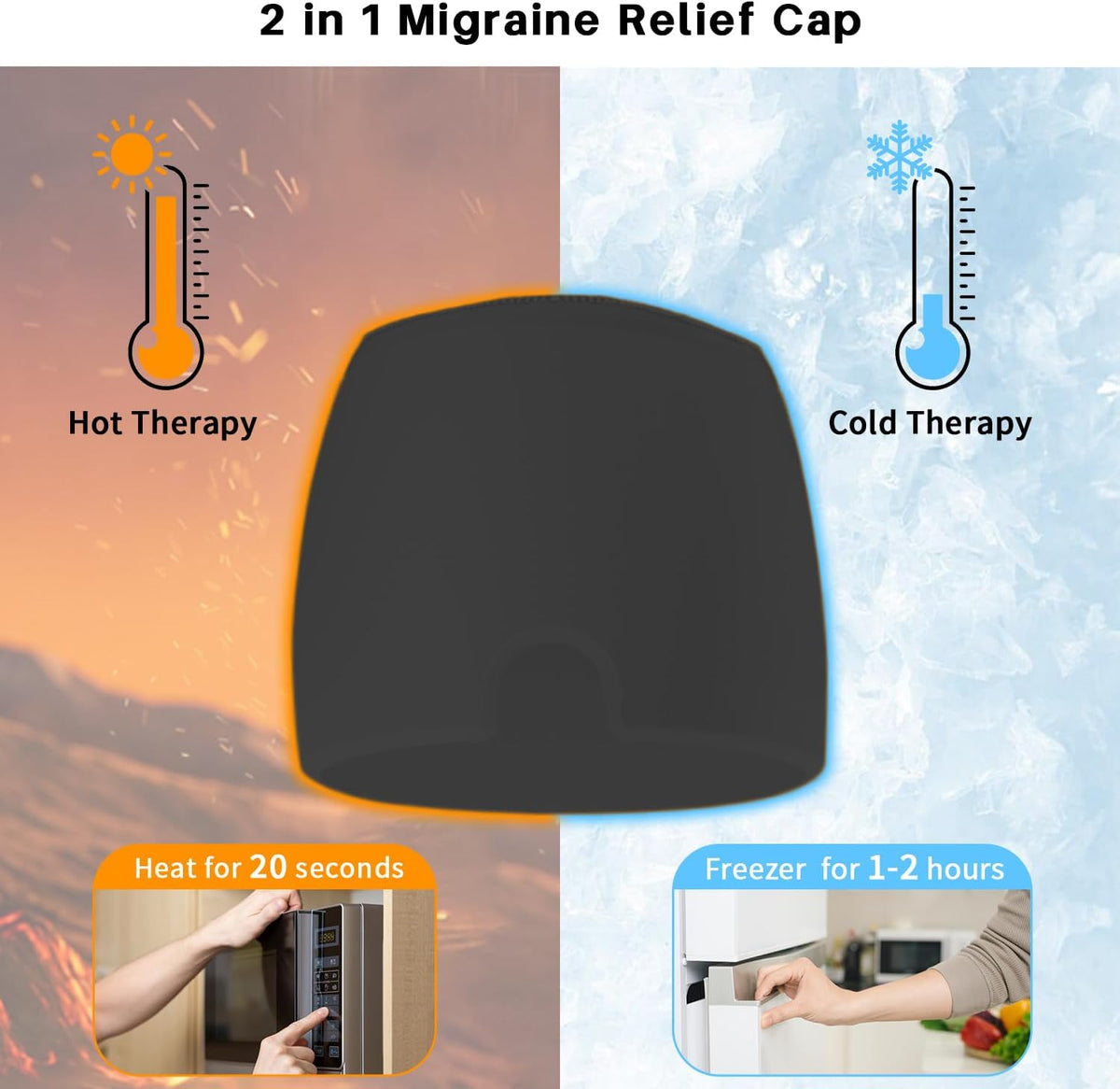 my novel things Migraine Relief Cap, Ice Headache Relief Mask Cold Cap Set