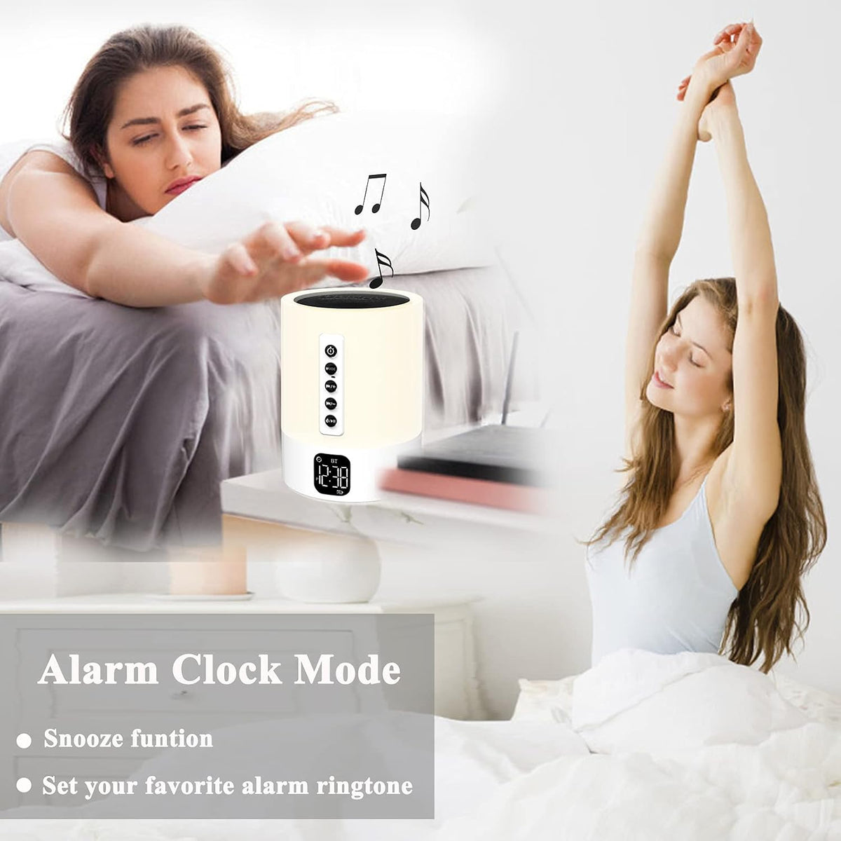 Alarm Clock Bluetooth Speaker, Sound Machine, Night Light, Teen Girl Gifts