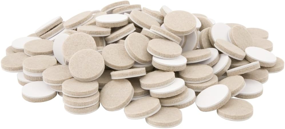 SoftTouch 1.5" Round Reusable Felt Furniture Sliders for Hard Surfaces, Noise-Reducing Adhesive Furniture Moving Pads for Beds, Sofas, Dressers, Set of 24, Beige
