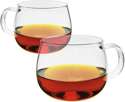 Glass Filtering Tea Maker Teapot with a Warmer and 6 Double-walled Tea Cups Set (Heating base, Standard)